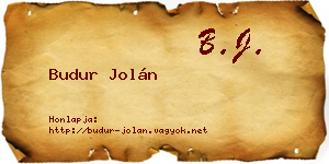 Budur Jolán névjegykártya